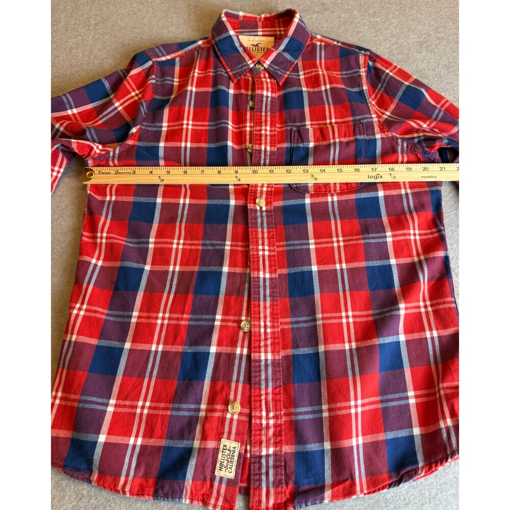 Hollister California Plaid Button Front Shirt Red Blue White Size Medium - Picture 4 of 9